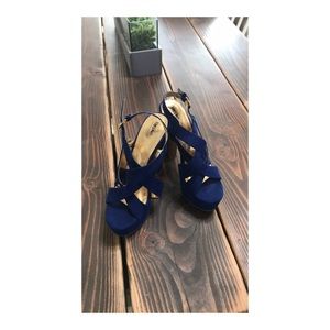 Royal blue chunky heels